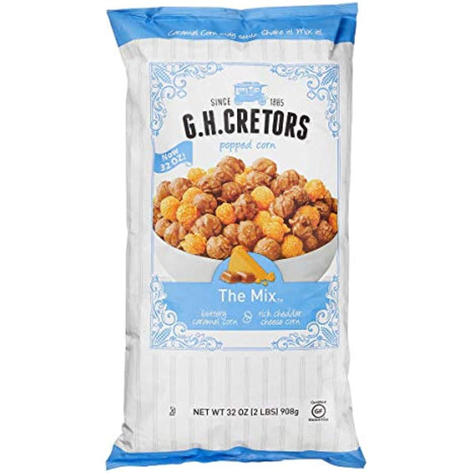 G.H. Cretors Caramel & Cheese Popcorn The Mix ( 2 PACK 32oz Each Bag )(64oz Total )
