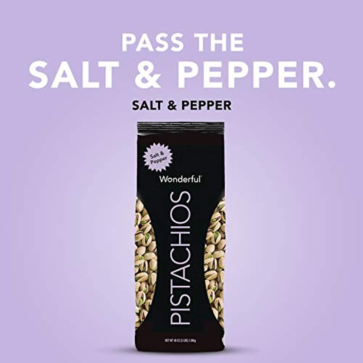 Wonderful Pistachios, Salt and Pepper Flavored, Bag, Salt & Pepper Flavor, 48 Ounce