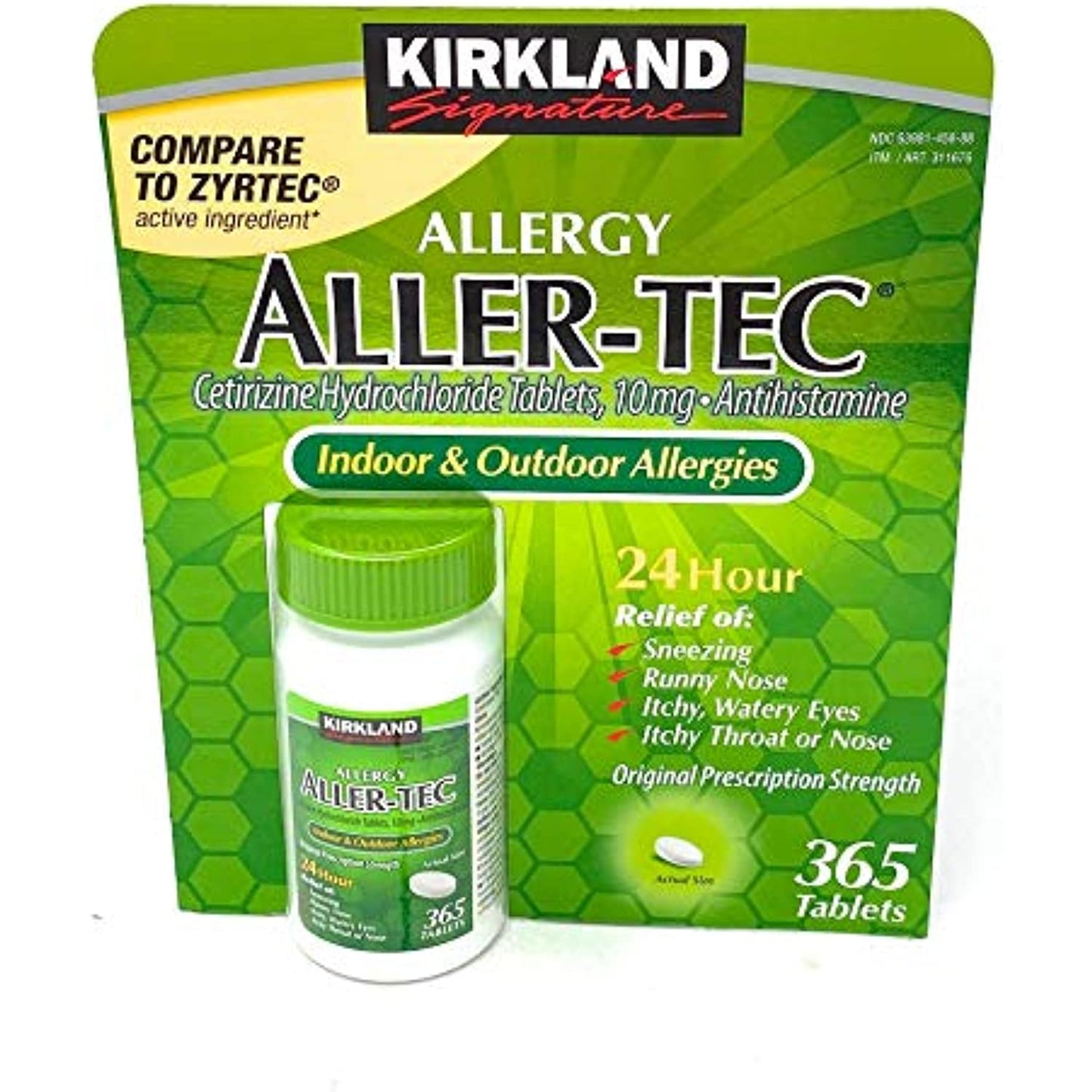 Kirkland Signature Aller-Tec Cetirizine Hydrochloride Tablets, 10 mg, 365 Count