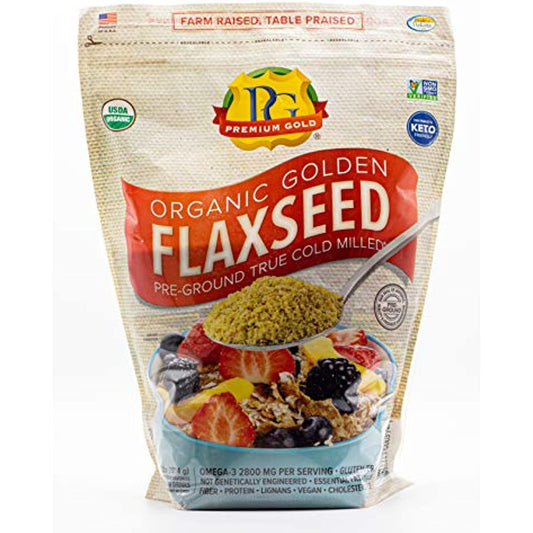 Premium Gold Organic Ground Flax Seed | High Fiber Food | Omega 3 | 4 pounds