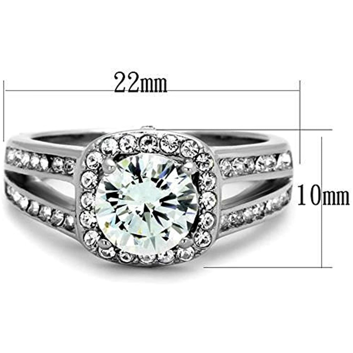 Reliable and Fast 2.95 Ct Halo Round Cut CZ Stainless Steel Engagement Ring Band Women's Size 5-10 (8)