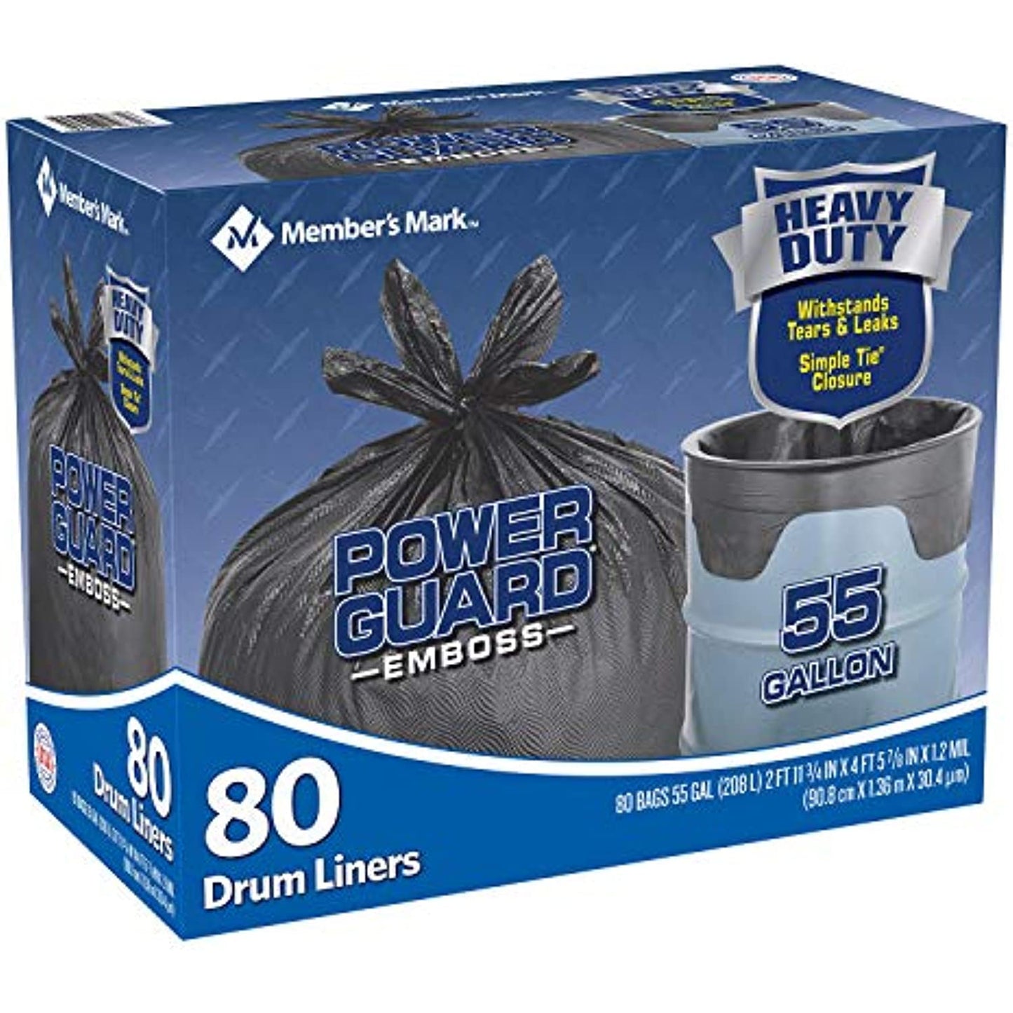 Member's Mark Simple Tie Drum Liner, 55 Gallon, 80 Ct, Black (WCE080B) (1)