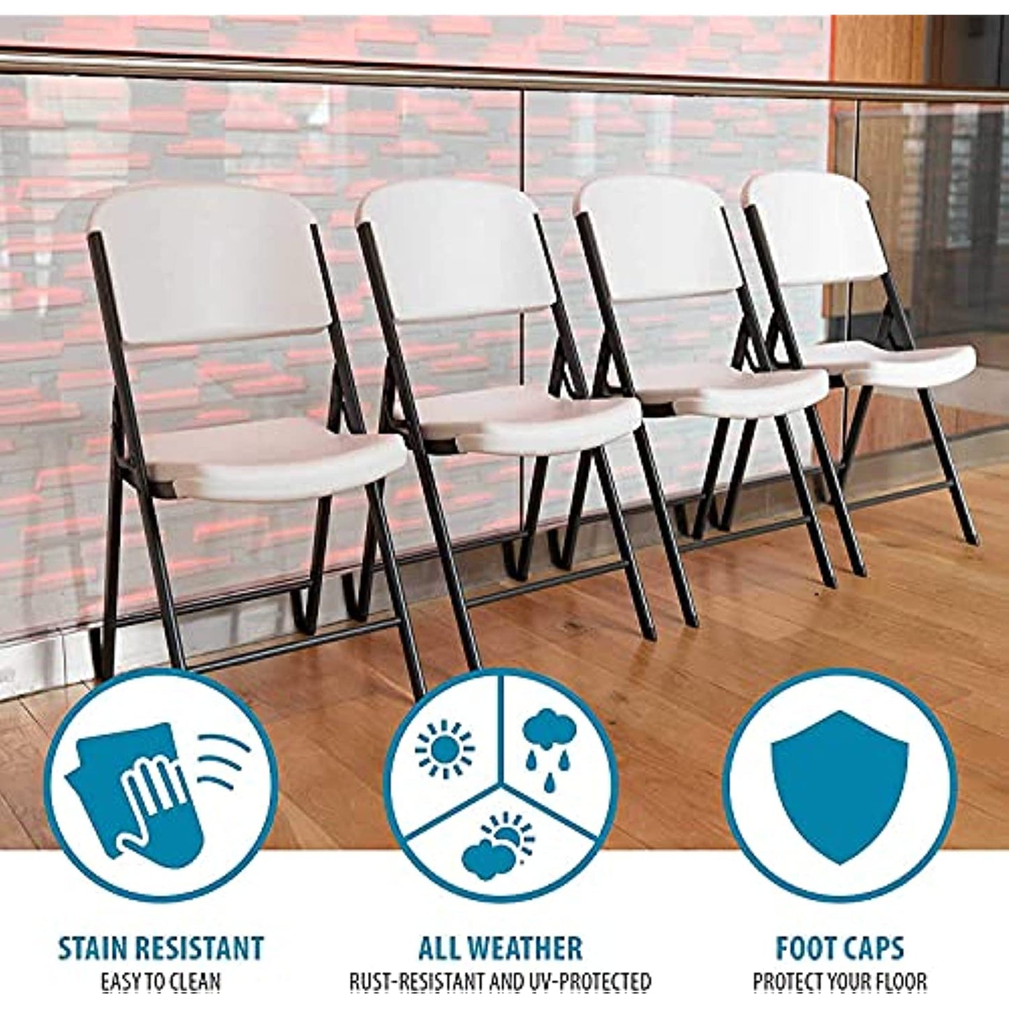 Lifetime Commercial Grade Contoured Folding Chair, White (4 Pack)