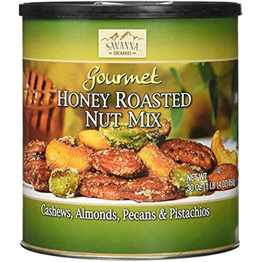 Savanna Orchards Gourmet Honey Roasted Nut Mix - Cashews, Almonds, Pecans and Pistachios Economy 4 Pack s#VrN(30 oz Each)