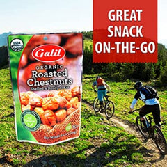 Galil Organic Roasted Chestnuts | Shelled | Ready to Eat Snack | Gluten Free, All Natural, 100% Vegan, No Preservatives | Great for Snacking, Baking, Cooking & Turkey Stuffing | 3.5oz Bags (Pack of 6)