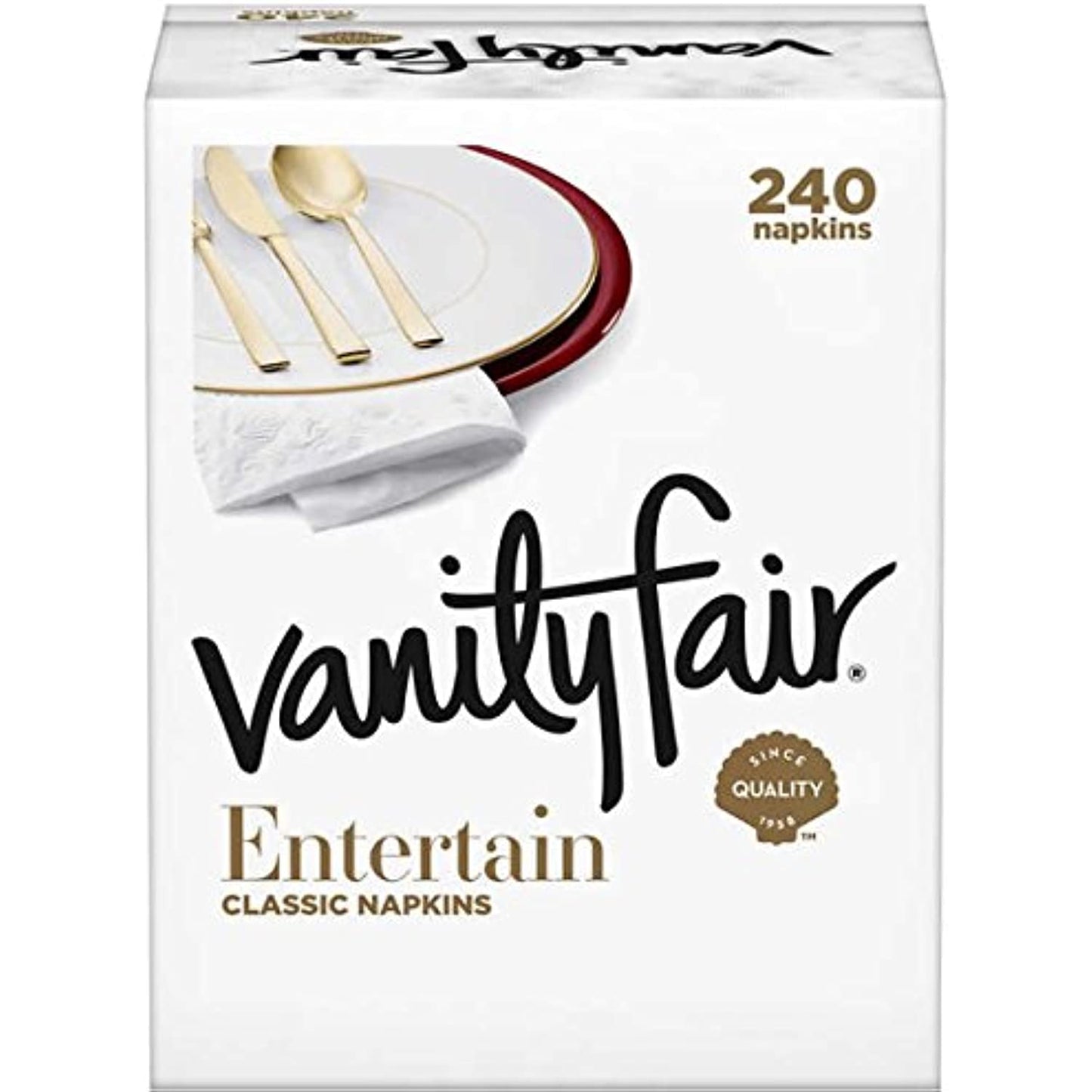 Vanity Fair Impressions Dinner Napkins, 3-ply White, 240-pack