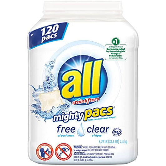 All Mighty Pacs Free & Clear Laundry Detergent, 120 Count