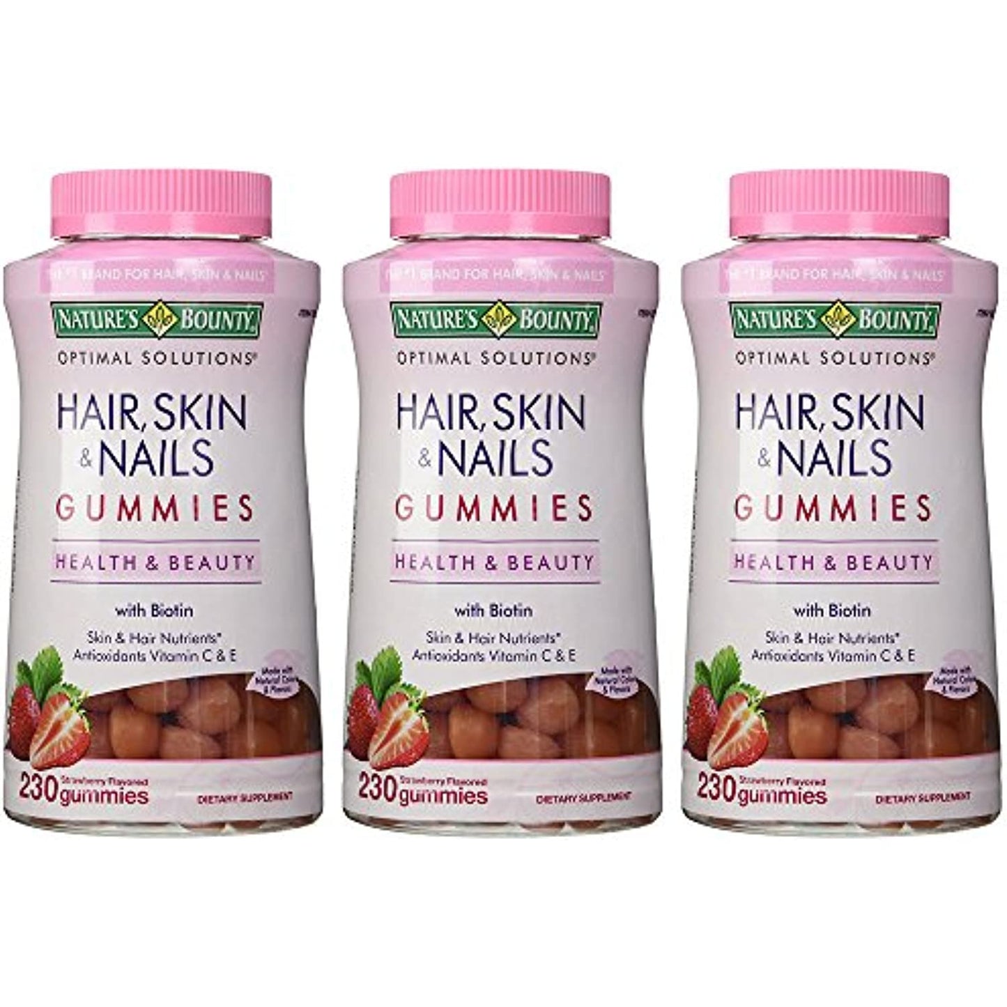 Nature's Bounty QrHqH Hair Skin and Nails, 230 Gummies (3 Pack)