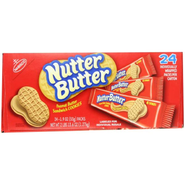 Nabisco Nutter Butter Sandwich Cookies, Peanut, 24 Count