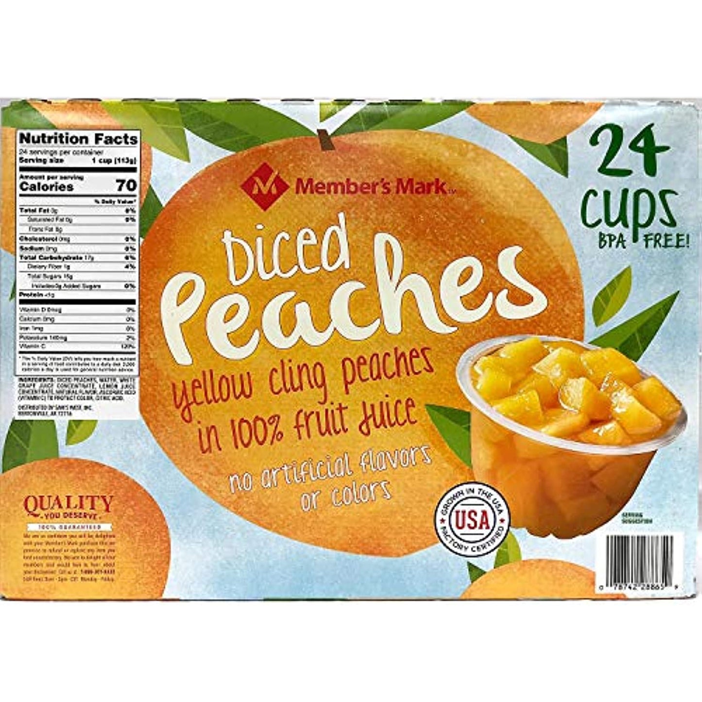 Member's Mark Expect More Diced Peaches in 100% Fruit Juice (4 oz, 24 ct.)