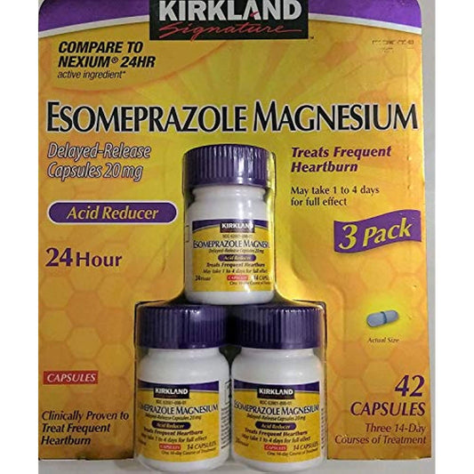 Kirkland Signature Esomeprazole Magnesium Acid Reducer 42 Capsules 20mg Delayed Release