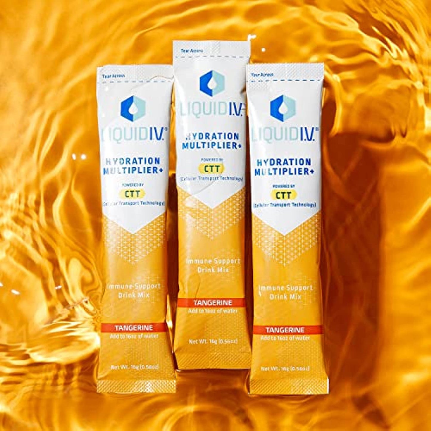 Liquid I.V. Hydration Multiplier + Immune Support, Easy Open Packets, Fresh Tangerine Flavor | 42 Sticks
