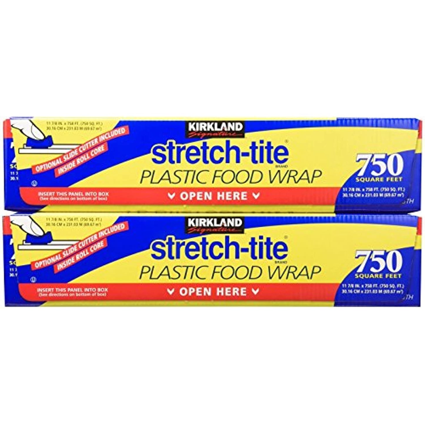 Kirkland Signature Stretch-Tite Plastic Wrap - 11 7/8 x750 feet -2 Count (Pack of 1)