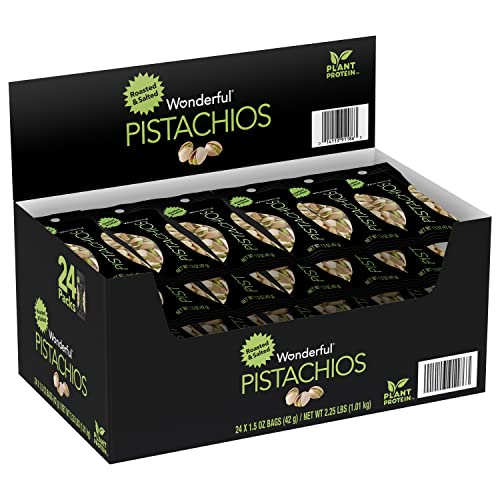Wonderful Pistachios & Almonds Roasted and Salted Pistachios Nuts,1.5 Ounce, Pack of 24.