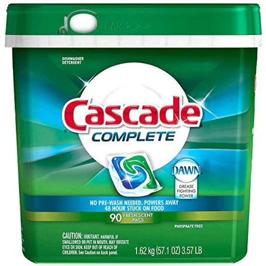 Cascade Complete Fresh Scent Dishwasher Detergent, qMcRzC Pacs, 3 Pack(90 Count)