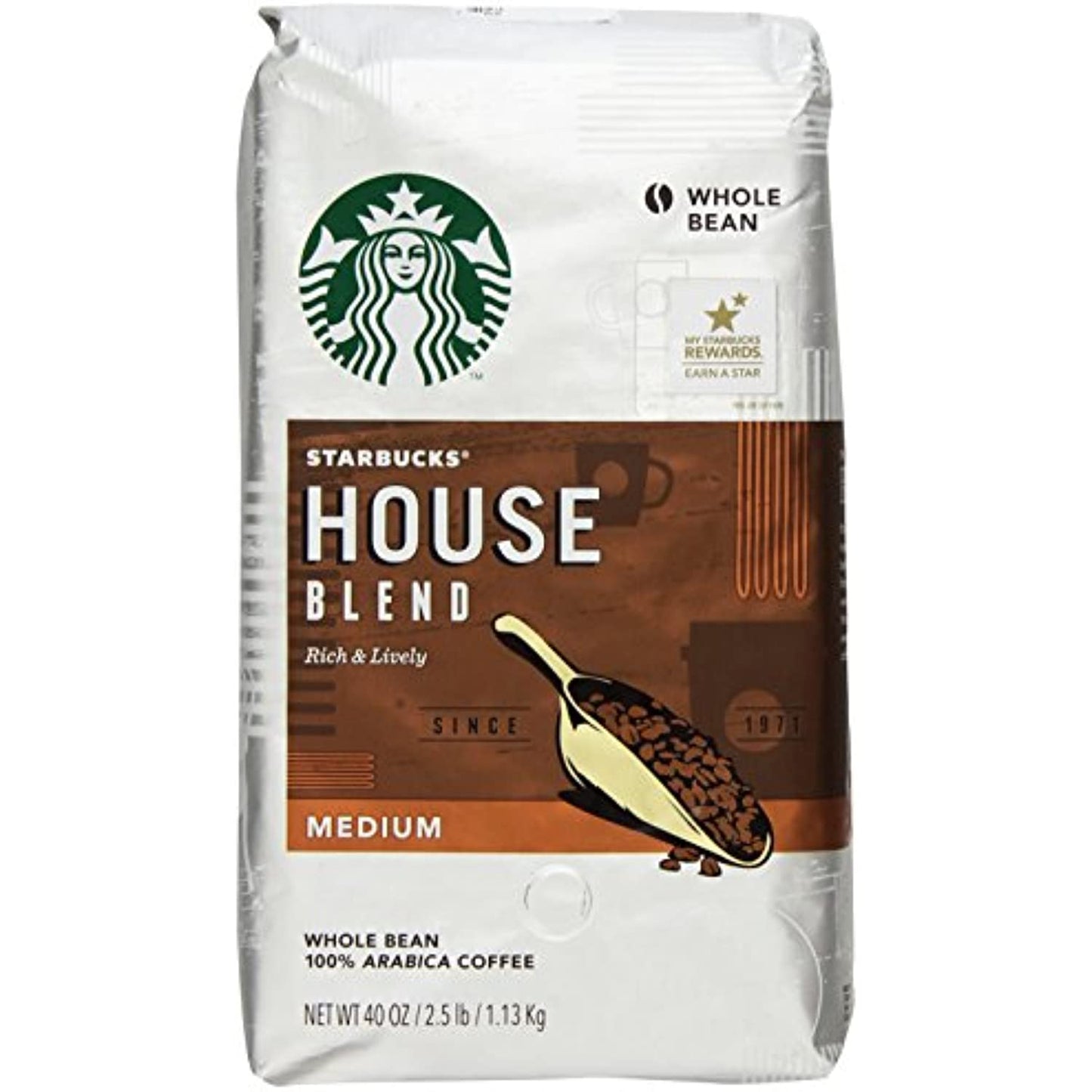 Starbucks House Blend Whole Bean Coffee, 40 Ounce