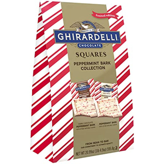 GHIRARDELLI Chocolate Squares, Peppermint Bark Assorted Chocolates, 20.99 OZ Bag,(packaging may vary)