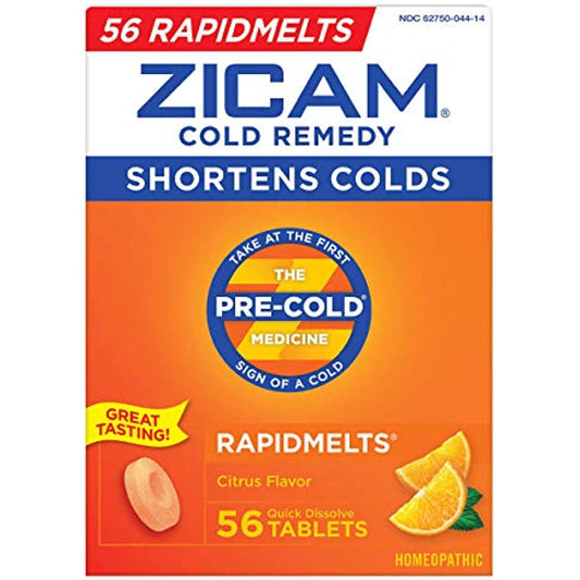 Zicam Cold Remedy RapidMelts Citrus Flavor Quick Dissolve Tablets, 56 Counts, Homeopathic Pre-Cold Medicine for Shortening Colds (Pack of 2) vnq!LEU