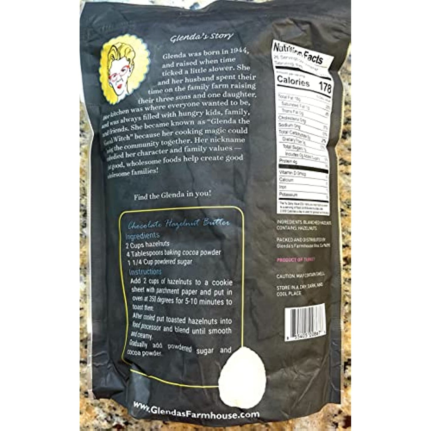 Glenda�s farmhouse hazelnut blanched unsalted unroasted vegan kosher gluten free non gmo hazelnuts 26 oz value pack 1,6 lb 2 packs keto friendly