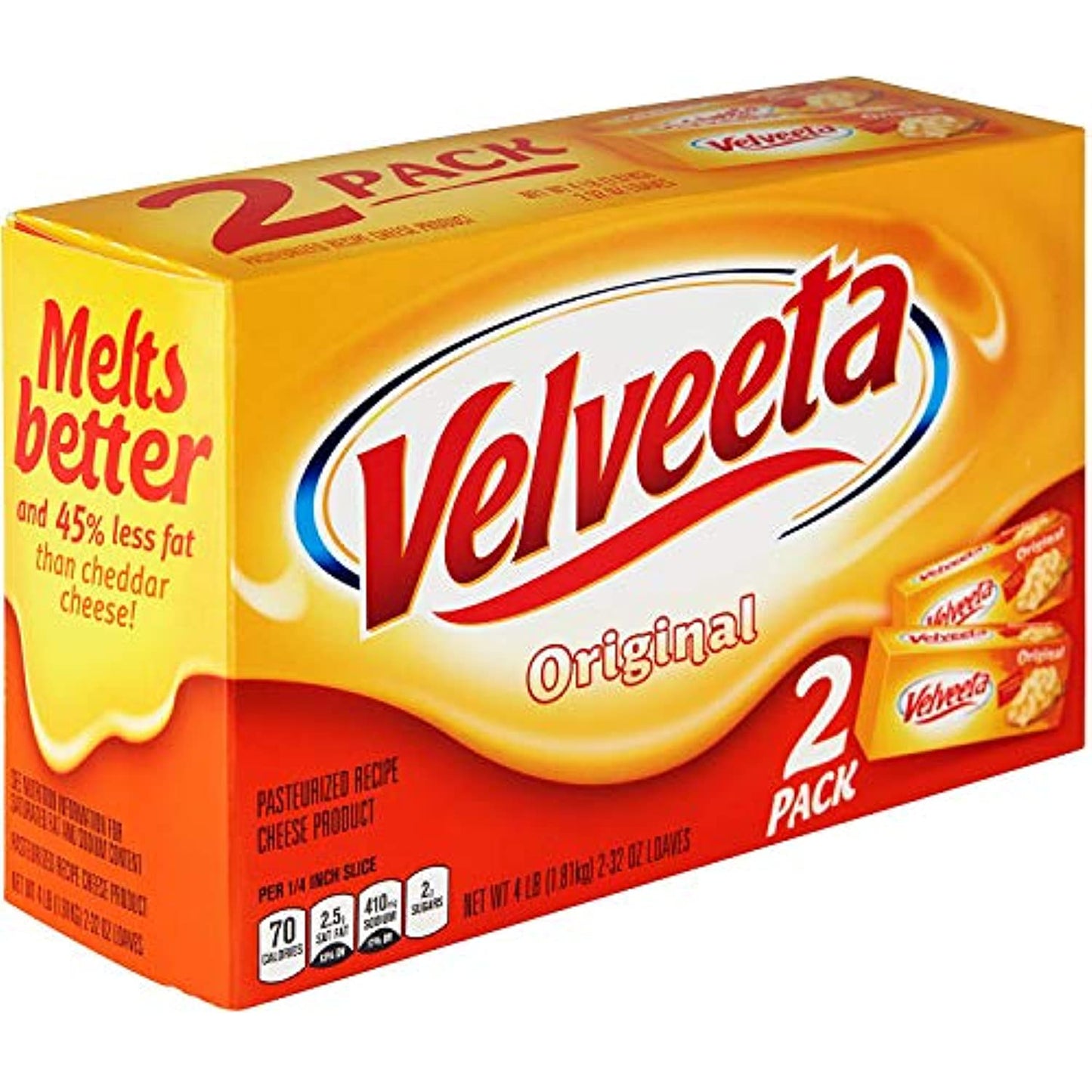 Velveeta Original Pasteurized Cheese Loaf 32oz (Pack of 4)
