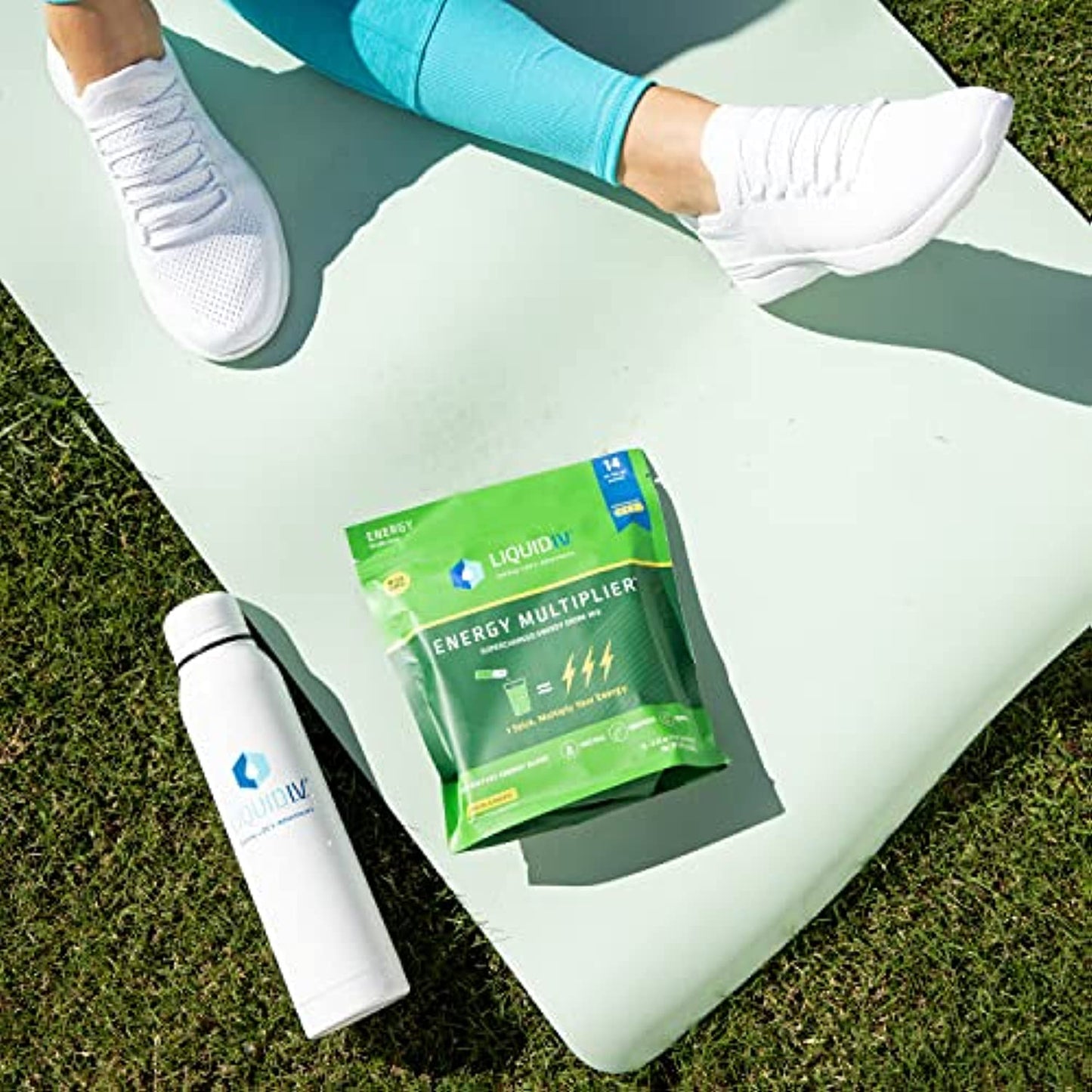 Liquid I.V. Energy Multiplier | Energy Powder Drink Sticks | Matcha and Green Energy Blend Drink Mix | Natural Caffeine | Easy Open Single-Serving Stick | Non-GMO | Lemon Ginger | 168 Sticks