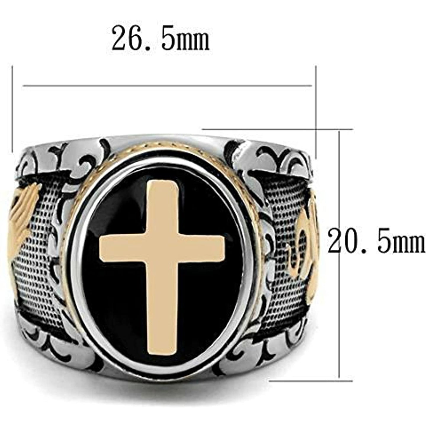 Reliable and Fast Men's Black & Silver Stainless Steel Christian HOLY Cross Ring Size 8-14 (11)