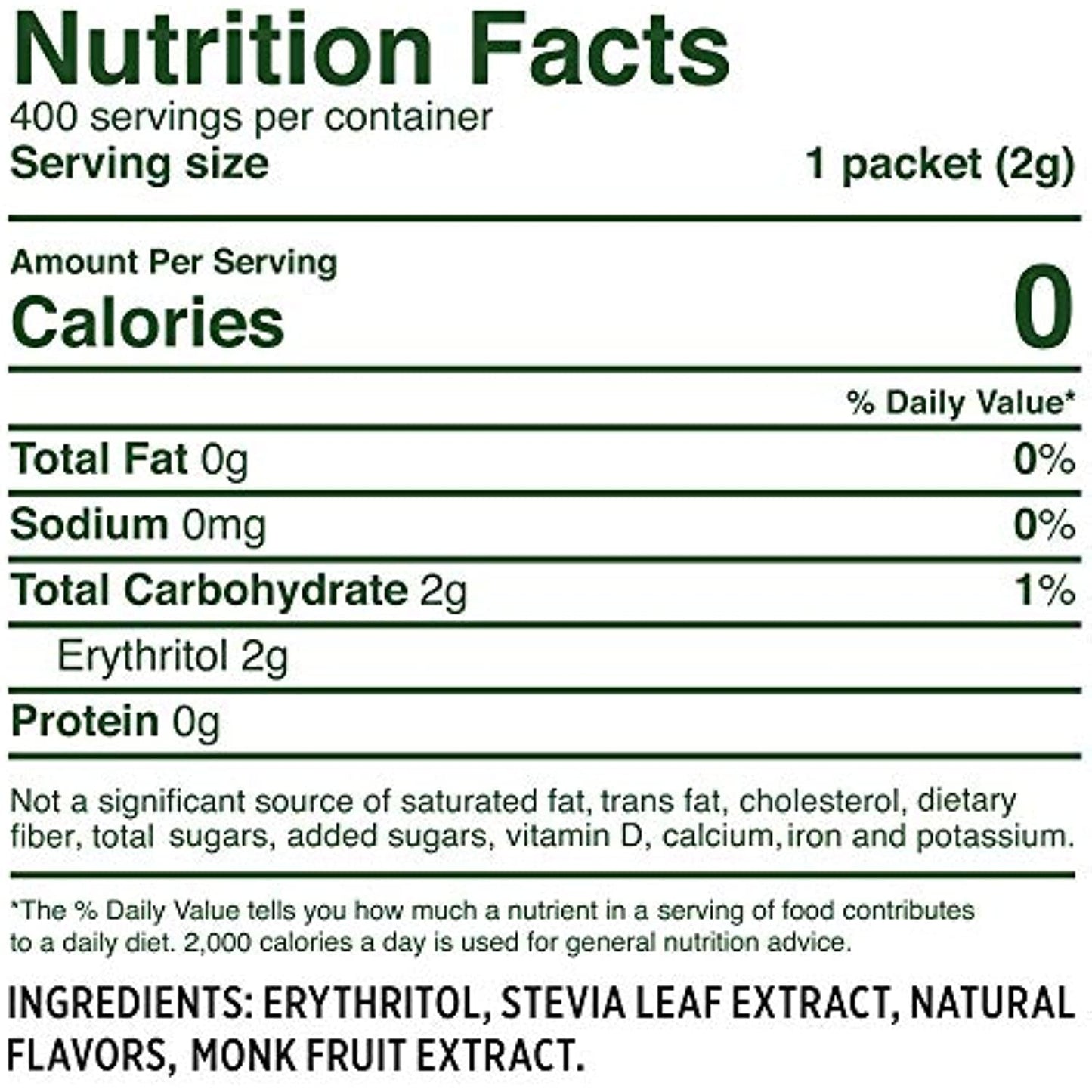 WHOLE EARTH Stevia & Monk Fruit Plant-based Sweetener, 400 Packets