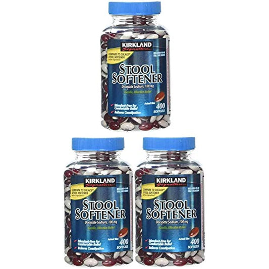 Kirkland Signature 100 Mg Stool Softener, 400 Softgels (Pack of 3)