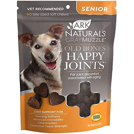 ARK NATURALS Gray Muzzle Old Dogs! Happy Joints! Vet Recommended to Support Cartilage and Joint Function, Glucosamine, 90 Soft Chews