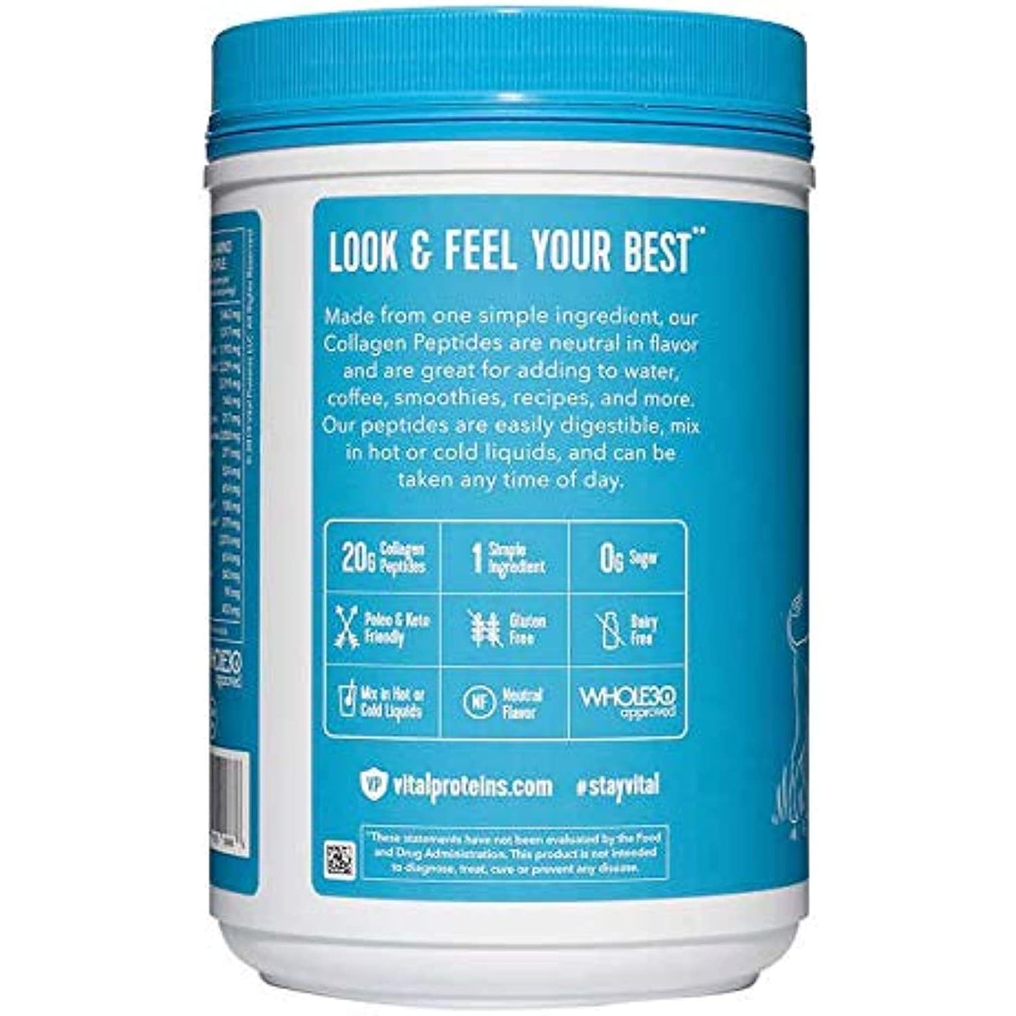 Vital Proteins Natural Whole Nutrition Collagen Peptides - Pasture Raised, Grass Fed, Paleo Friendly, Gluten Free, Single Ingredient - 24 Ounce