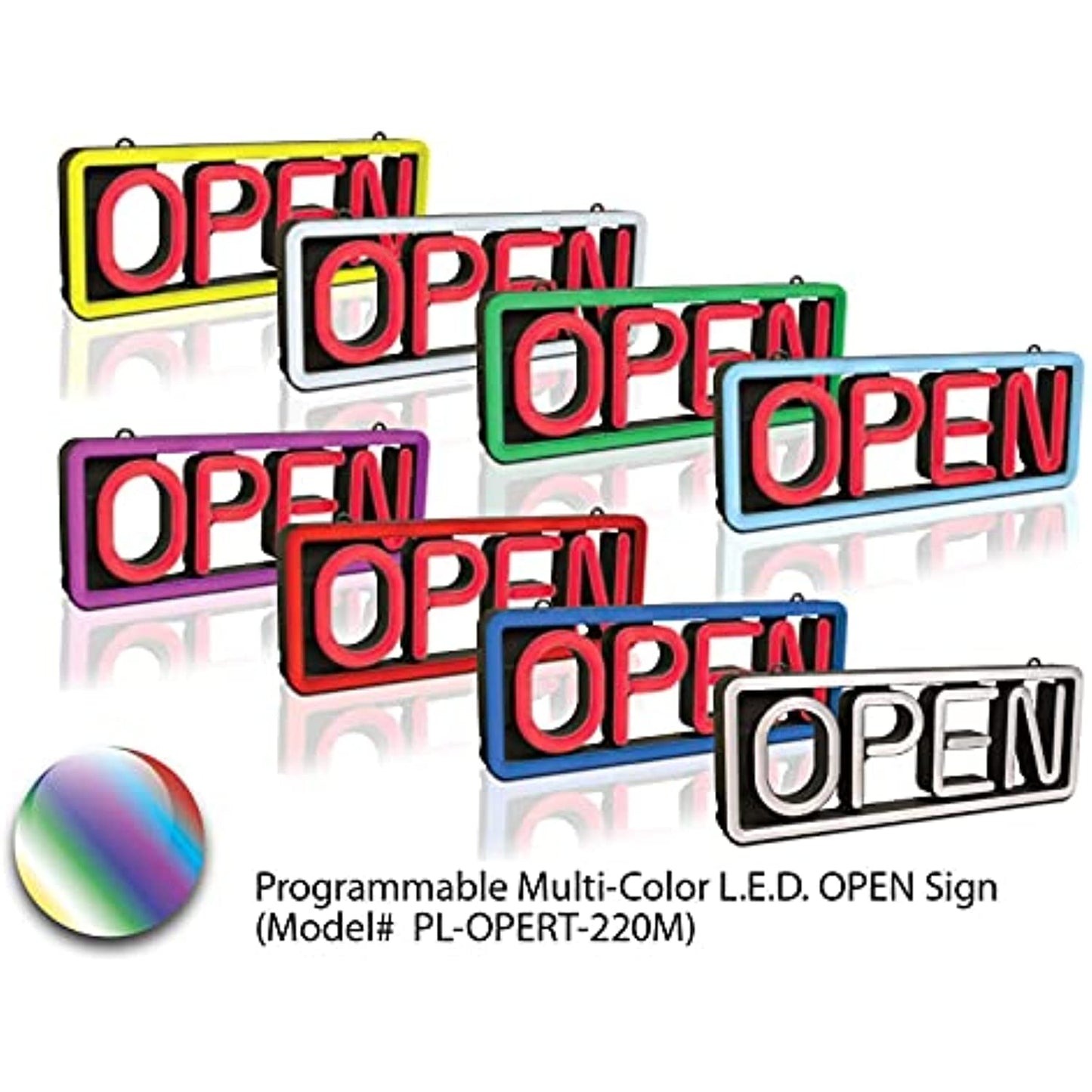Pro-Lite Ultra Bright Electronic LED Neon Multi-Color Business Store Window Open Sign, 8.25" H x 22" W x 2" D, 7 Programmable Border Colors, 9 Animation Effects & Speed Control, Wireless Remote