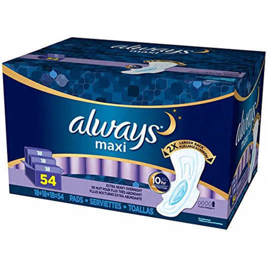 Product of Always Extra-Heavy Overnight Maxi Pads with Flexi-Wings, 54 ct. - Maxi Pads [Bulk Savings]