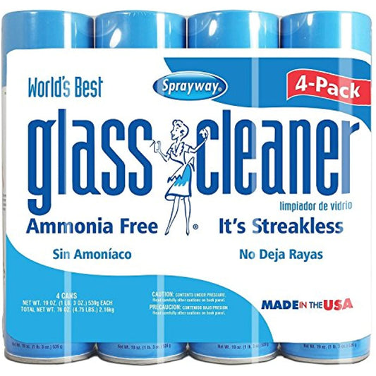 Sprayway Glass Cleaner, Blue and White, 19 Ounce (Pack of 4)