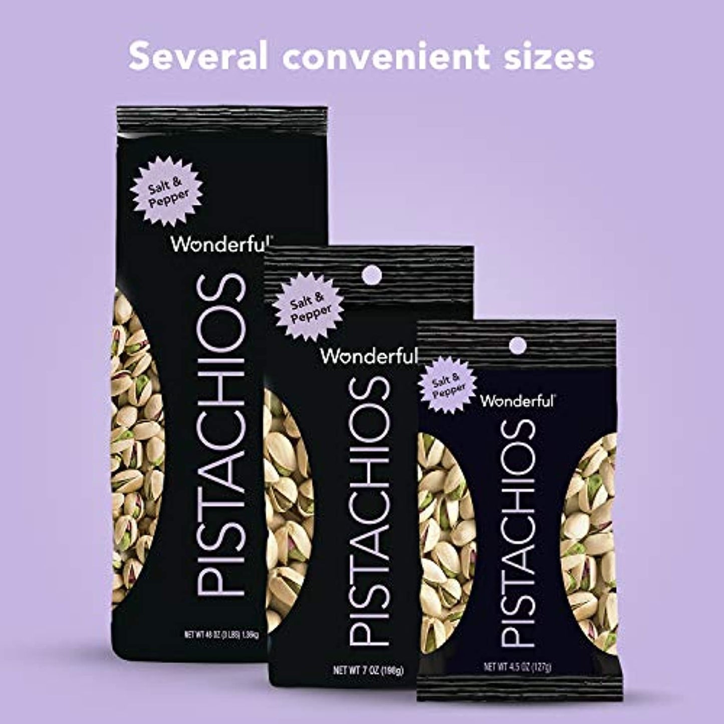 Wonderful Pistachios, Salt and Pepper Flavored, Bag, Salt & Pepper Flavor, 48 Ounce