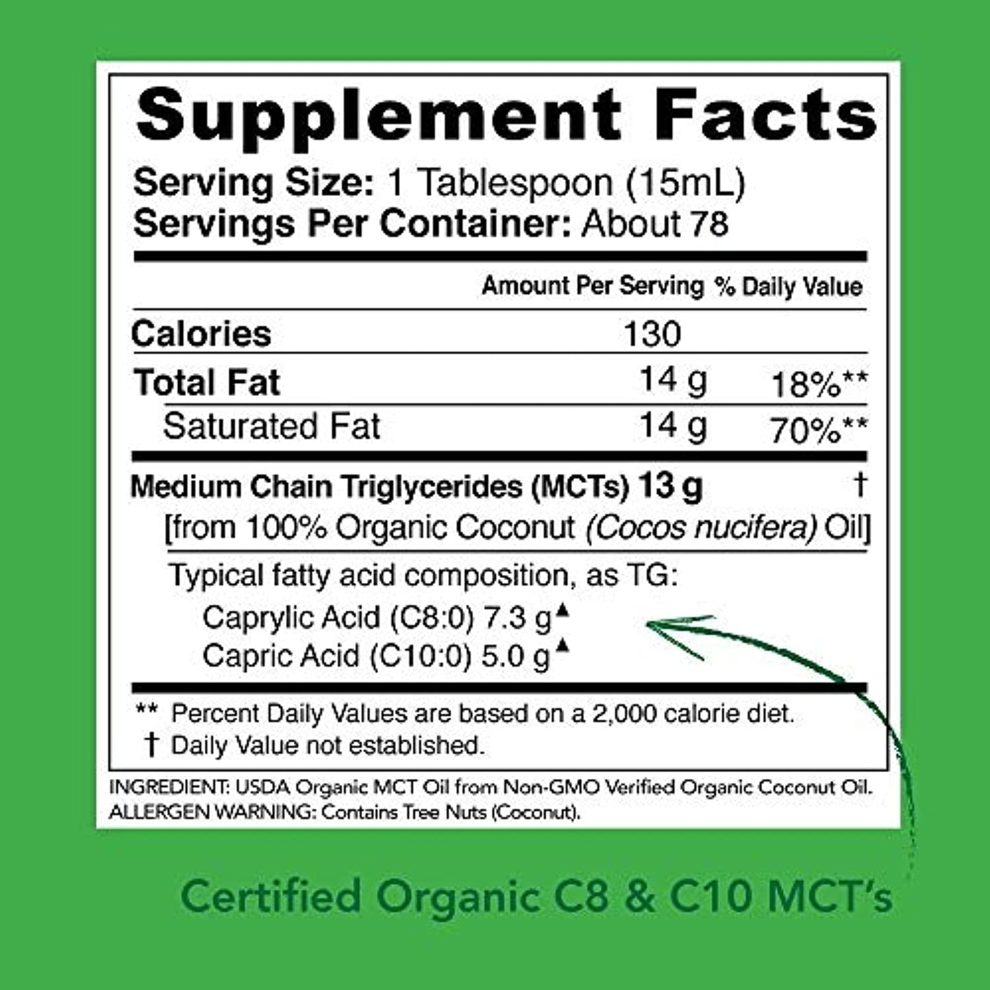 Sports Research Keto MCT Oil from Organic Coconuts - Fatty Acid Fuel for Body + Brain - Dual Ingredient C8 and C10 MCTs - Perfect in Coffee, Tea, & More - Non-GMO & Vegan - Unflavored (40 Oz)