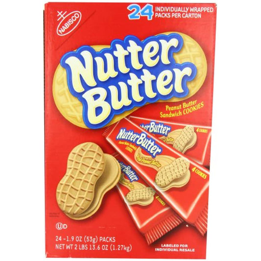 Nabisco Nutter Butter Sandwich Cookies, Peanut, 24 Count