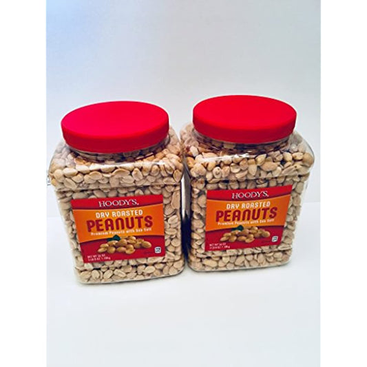 Hoodys Dry Roasted Peanuts with Sea Salt 56 Oz Jar - 2 Pack