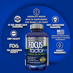 Focus Factor Nutrition for The Brain, Improved Memory & Concentration Brain Supplement, Original, 150 Count, Pack of 2