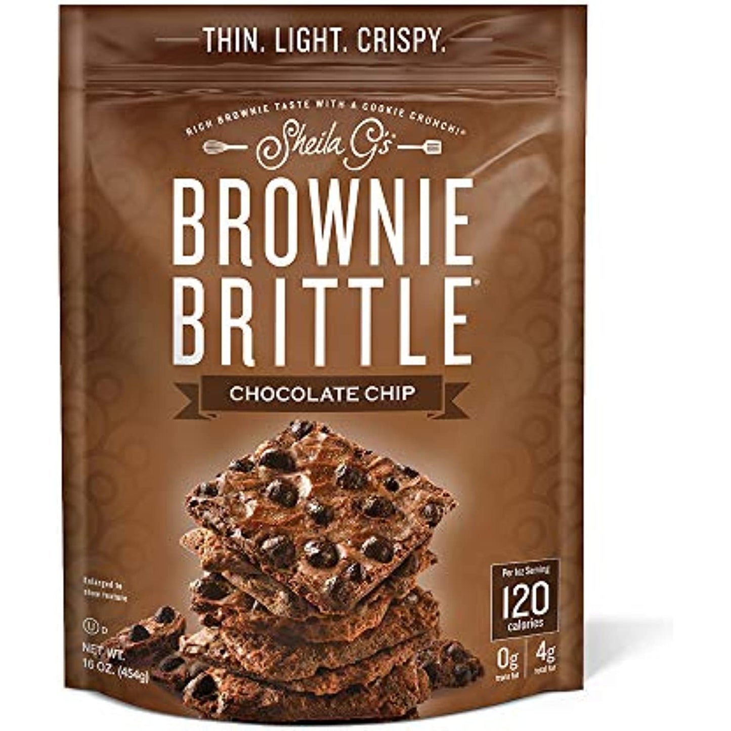 Sheila G's Brownie Brittle, Chocolate Chip, 16 Ounce Bag (Packaging May Vary)