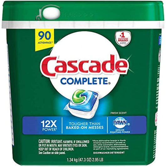 Cascade ActionPacs Dishwasher Detergent (Complete 90 Count), (Pack of 1), White