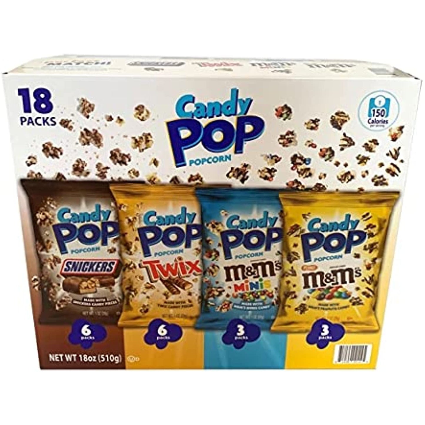 Snack Pop Candy Pop Popcorn Variety Pack, 1 Ounce (Pack of 18)