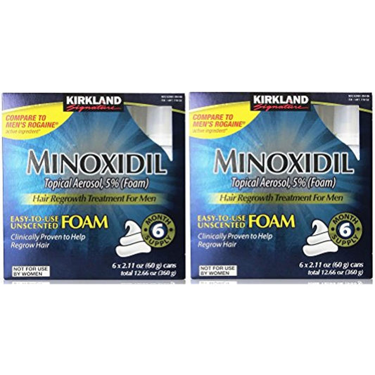 Kirkland Signature Minoxidil Foam for Men, 2 Pack(6 x 2.11 oz)