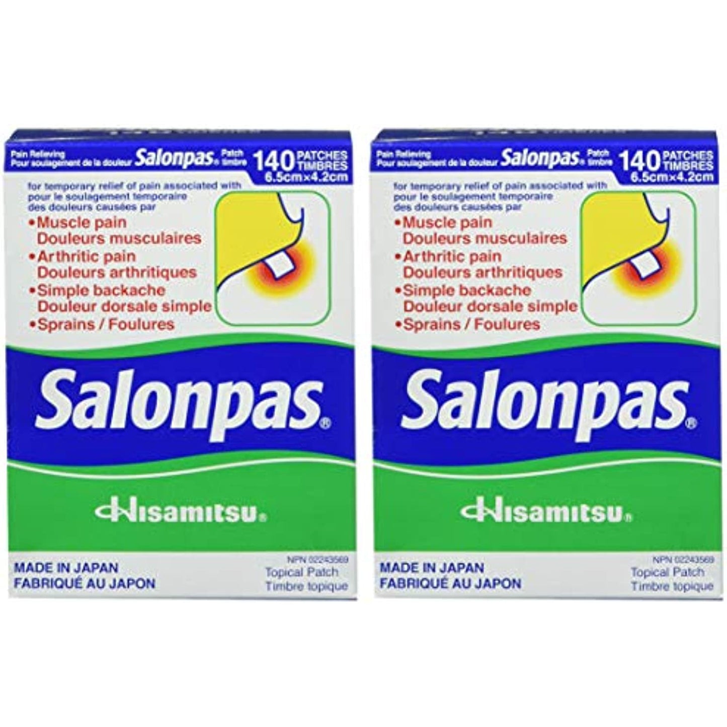 Salonpas Pain Relieving Patch, 140 Patches x 2pk