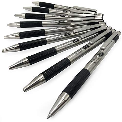 ZEBRA F-301 Ballpoint Retractable Pen, Black Ink, Fine Point Tip, 9 Pens per Pack Refillable Pens with Refill 0.7 mm Stainless Steel