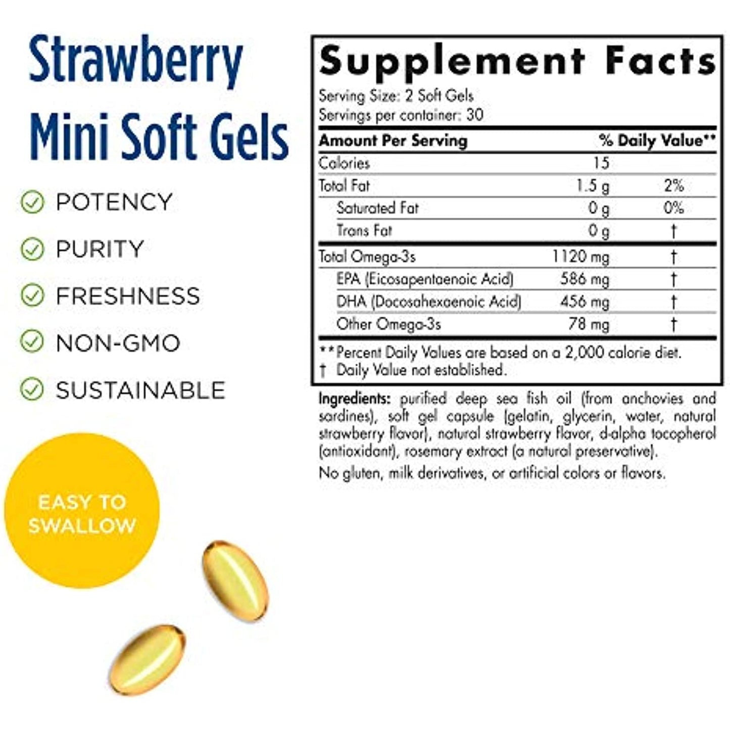 Nordic Naturals Ultimate Omega 2X Teen, Strawberry - 60 Mini Soft Gels - 1120 mg Total Omega-3s with EPA & DHA - Brain Health, Positive Mood, Social Development, Learning - Non-GMO - 30 Servings