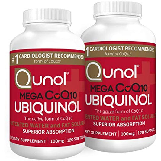 Ubiquinol CoQ10 100mg Softgels, Qunol Mega Ubiquinol 100mg - Superior Absorption - Active form of Coenzyme Q10 for Heart Health & Healthy Blood Pressure Levels - 8 Month Supply - 120 Count (Pack of 2)