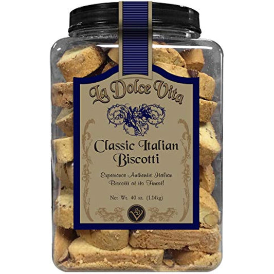 La Dolce Vita Classic Italian Biscotti: 2 Jars of 40 Oz