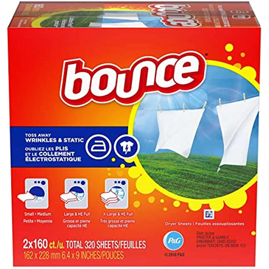Bounce Fabric Softener Dryer Sheet Outdoor Fresh, 160 Sheets (Pack of 2)