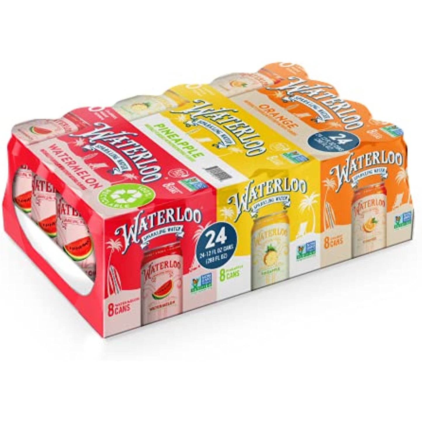 Waterloo Sparkling Water| Zero Calorie | Zero Sugar | Zero Sodium | Zero Calories | Naturally Flavored (Watermelon/Orange/Pineapple)