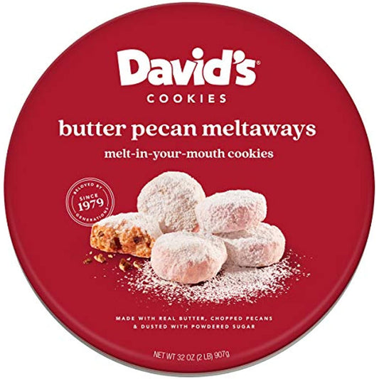 David�s Cookies Gourmet Butter Pecan Meltaway Cookies Gift Basket � 32oz Butter Cookies with Crunchy Pecans and Powdered Sugar � All-Natural Ingredients � Kosher Recipe � Ideal Gift for Corporate Birthday Fathers Mothers Day Get Well and Other Special